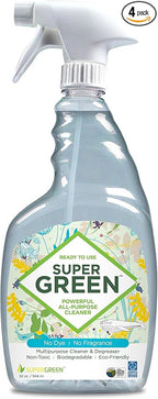SuperGreen Powerful All-Purpose Cleaner and Degreaser | USDA Certified Bio-Based, Non-toxic, NO Ammonia or Phosphates, 32 fl oz 4-Pack (4)