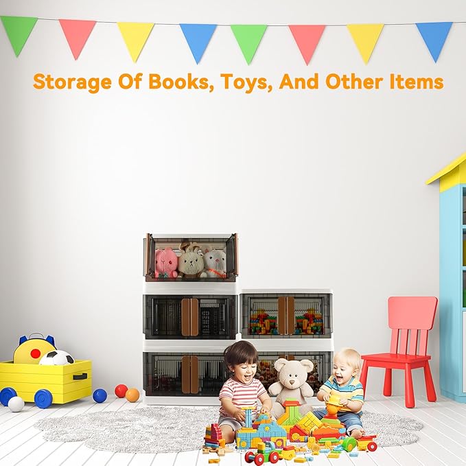 Storage Bin, Cabinet with Lids, 8.4 Gallon Capacity, With Double Door and Lock, Foldable, Plastic, Underbed or Countertop Use, Home Organizer