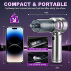Handheld Car Vacuum Portable Cordless - 18000PA High Power with Brushless Motor, 4-in-1 Air Duster, Blower, Pump & Rechargeable Mini Vacuum for Car, Home, Office (Silver Grey+Purple)