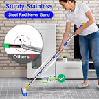 ITTAR 12" Wide Floor Scrub Brush with Long Handle, 2-in-1 Deck Cleaning Brush with 55" Extendable Pole, Heavy-Duty Tub Tile Scrubber Cleaner Brush for Shower Floor, Kitchen, Patio, Garage, Restaurant