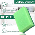 Patelai 100 Pcs Heavy Duty Cleaning Scrub Sponges for Kitchen Abrasive Scrubber Sponge Bulk One Scouring Scrubbing One Absorbent Dish for Washing Dishes Kitchen, Assorted Colors