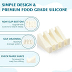 Self Draining Soap Dish Holder,Silicone Soap Dish,for Bathroom,Kitchen, Sponges，Can Extend Soap Life，Keep Soap Bars Dry and Easy Cleaning (Cream White,2-Pack)