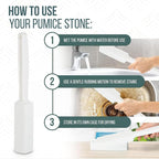 Powerstone Pumice Stone Toilet Bowl Cleaner with Extra Long Handle - 2 Pack | 3'' Longer Handle | Remove Hard Water Stains, Rings & Limescale from Toilets, Bathtubs, Sinks, Pools, BBQ