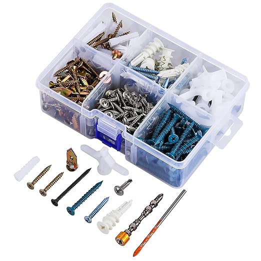 Multi-Purpose Wall Anchor Set 367PCS, Drywall Anchor kit-for Aluminum, Iron, Wood, Drywall, Concrete Walls, Brick Walls, Hollow Walls