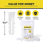 Qualihome Ribbed Plastic Drywall Anchors - Wall Anchors for Drywall - Plastic Screw Anchors for Secure Fastening (Bulk Pack, #14-16 x 1-1/4”)