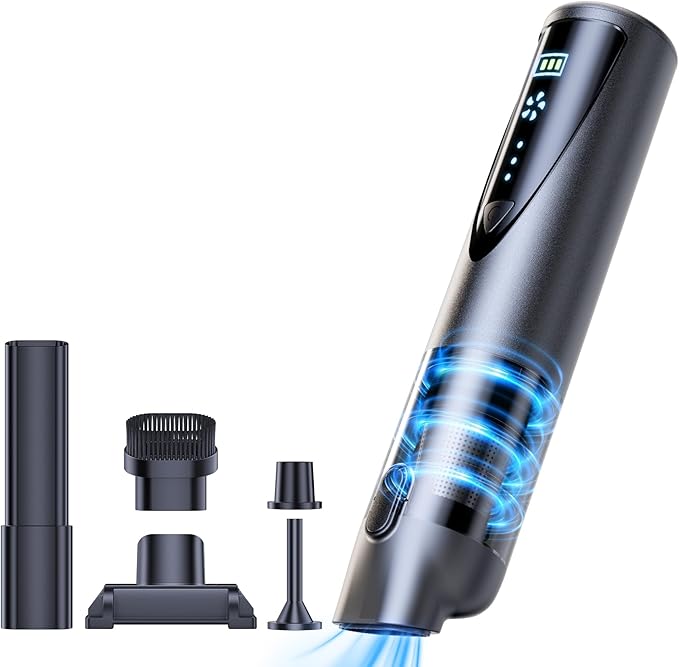 Cordless Car Vacuum Cleaner, 20000Pa Strong Suction Handheld Vacuum with Detailing Kit, Wet/Dry Rechargeable Portable Mini Vacuum for Car Detailing, Home & Outdoor Cleaning