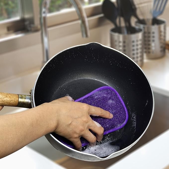 Kitchen Dish Sponge Scrubber Non Scratch, Dishcloth No Odor Reusable Washable Multipurpose Scrub Pads Sponges Heavy Duty for Dawn Dish Soap Cleaning of Sink Pans