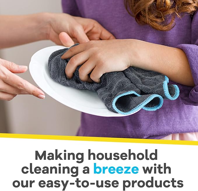 Airlab Microfiber Cleaning Cloth for Household Dust Rags for Cleaning All-Purpose Towels Streak Free Kitchen Dishes Reusable Pack of 6, 12" x 12"