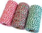 Cotton Twine Green and White Baker String 2mm Thick 328 Feet Christmas Twine for Gift Wrapping DIY Crafts Home Decoration Gardening