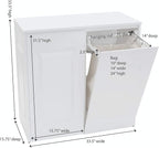 Household Essentials Double Hamper Cabinet, Metal Exterior and Removable Polyester Bags, Dual Compartments for Sorting, Faux Wood Grain