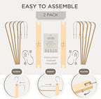 MORALVE Pants Hangers Space Saving - 2 Pack European Beechwood Scarf and Jean Hangers - Closet Organizer and Space Saver Pant Rack, Leggings Hanger, and Scarf Holder with 360° Swivel Hook