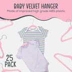 TechZoo 25 Premium Baby Velvet Hangers - 11.8 Inches Non-Slip & Ultra-Slim Baby Hangers for Space-Saving & Children Clothes - 360 Swivel Hook, Strong & Durable Infant & Toddler Clothes Hanger - Pink