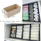 Bructhun Drawer Organizer Set of 4 Beige - Fabric Storage Bins for Clothes, Underwear, Socks & Bras - 11" Dresser Dividers for Bedroom Closet