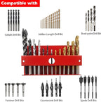 MUTUACTOR Drill Bit Organizer Heavy Duty,Quick Access Magnetic Mount Drill Bit Holder,Anti-scratch Magnetic Tool Holder for Long Phillips Head Drill Bits Impact Bits Storage,Red,26 Holes