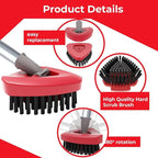 Spin Mop Scrub Brush Replacement Head and Base Compatible with O-Cedar RinseClean 2 Tank System, Floor Scrubber Brush Triangle Hard Bristle Cleaning Brush for Bathroom Kitchen Pool, Garage, Patio