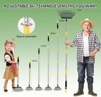Rake Heavy Duty 6FT Long Garden Rake , 18.5 Inch Wide Leaf Rake for Lawns, 25 Metal Tines, Adjustable Stainless Steel Handle, Rakes for Leaves, Yards, Grass, Garbage, Weeds, Debris (Yellow)