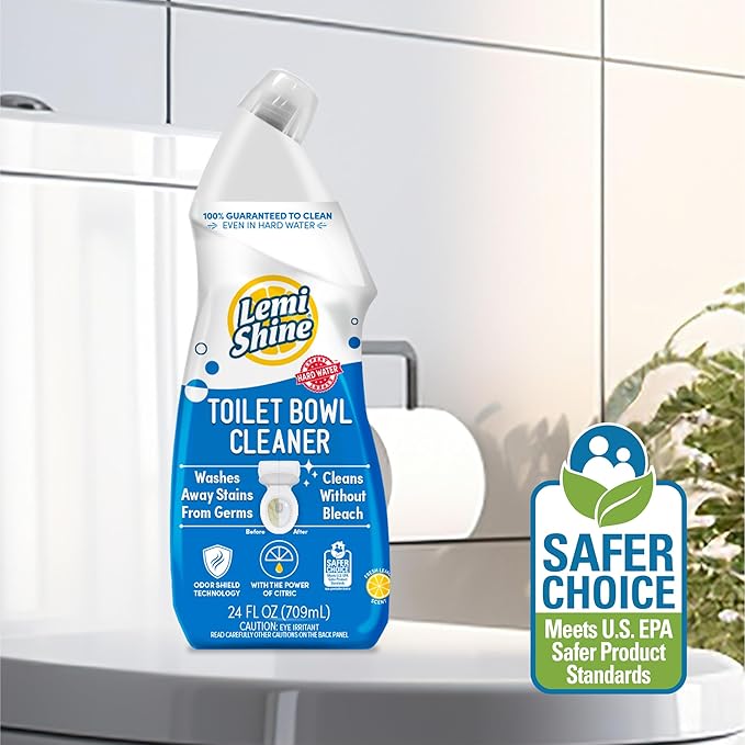 Lemi Shine Toilet Bowl Cleaner, Bleach-Free, Removes Tough Stains and Odor, Award-Winning (24 oz., 3 pack)