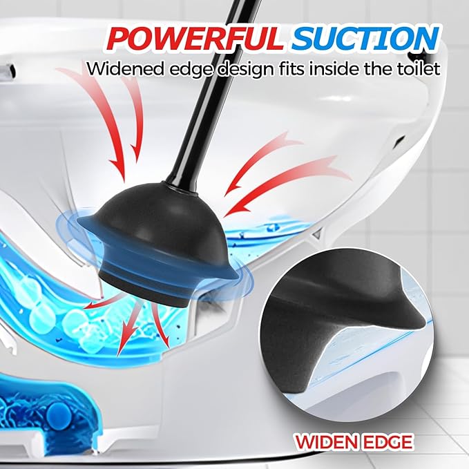 3Pack Toilet Plunger with Holder, Plungers for Bathroom with Holder, Toilet Plunger with Cover, Bathroom Plunger, Bathroom Decor, Toilet Bowl Cleaners, Bathroom Accessories, Black