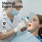Disposable Nitrile Exam Gloves, 3-mil, Medium, Box of 100, White Nitrile Gloves Disposable Latex Free for Medical, Cleaning, Cooking & Esthetician, Food-Safe, Powder-Free, Non-Sterile