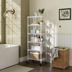 Golpart Small 6 Tier Shelf Storage Wire Shelving Unit Metal Shelves Adjustable Organizers Storage Shelving with Wheels for Bathroom Laundry Room Kitchen Pantry12”D x 18”W x 61.6”H White
