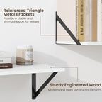 Fun Memories Deep Floating Shelves for Wall, 48W x 8D Wall Mounted Shelves Set of 2, Wide Display Ledge Shelf with Sturdy Metal Brackets for Living Room, Bathroom, Bedroom and Kitchen, White
