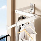 Wall Mounted Collapsible Clothes Drying Rack, Space-Saving Laundry Drying Rack Clothing Hanger, Durable Foldable Design Extends Left, Right & Up for Upgraded Versatility