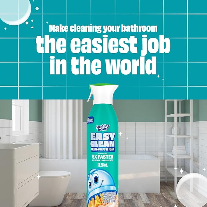 Scrubbing Bubbles Easy Clean Foaming Multipurpose Bathroom Cleaner, Continuous Spray Bottle, Fast Acting Foam, 13.58 Ounce