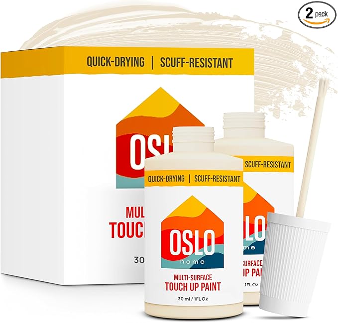 Touch Up Paint, Classic White, two 1oz., Matte, w/brush in bottle, Quick drying, for Home repairs, Kitchen Cabinets