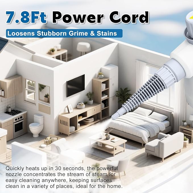 Pressurized Handheld Steam Cleaner 400ML, 9-in-1 Multipurpose Portable Steamer with Safety Lock, Chemical-Free Deep Cleaning for Grout, Floors, Windows, Car, Bathroom, Kitchen, Home