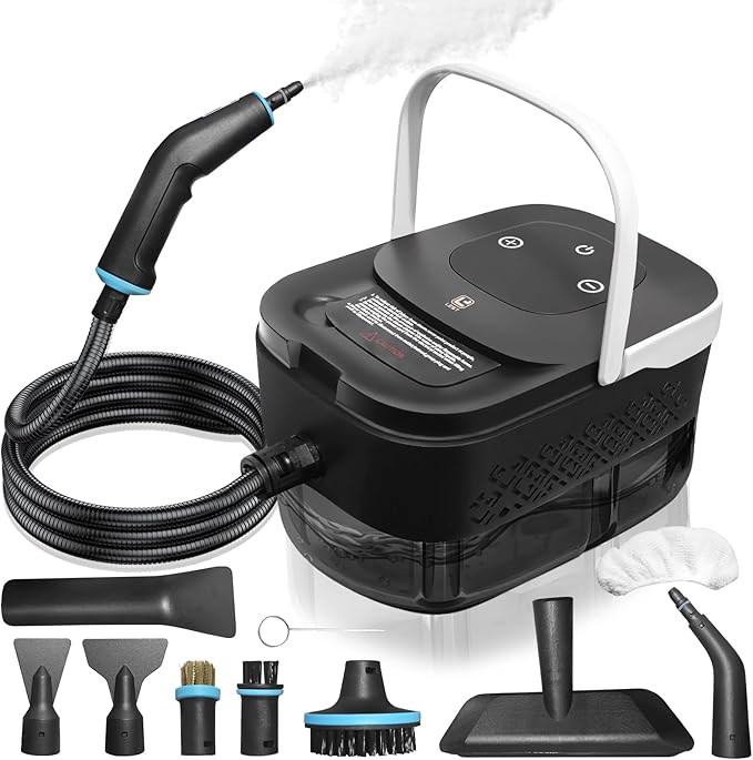 Steam Cleaner, Steamer for Cleaning, 2500W Pressurized Steam Cleaner with 12 Attachments, Portable Steamer Cleaner for Home Car Kitchen Bathroom Furniture Tile Grout (White)
