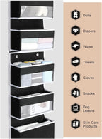 Yecaye 6-Tier Over The Door Storage Organizer, Flexible 1 Split into 2 Swing-Proof Hanging Bathroom Organizer, Bedroom Organizers and Storage for Newborn Baby Essentials, Black