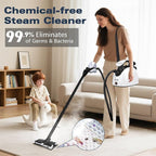 Steam cleaner, equipped with 21 specialized accessories, 1.08-liter water tank, 248°F high-temperature steam, suitable for floors, tile grout, tiles, carpets, and cars, chemical-free cleaning (White)