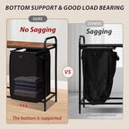 2 Section Laundry Hamper with Shelf, Laundry Basket Organizer with 2 Pull-Out Removable Bags 2×13.2Gal(49.9L), Laundry Sorter for Clothes Organization in Bedroom, Laundry Room, Brown