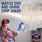 Chandelier Cleaner Drip Dry Spray - No Wipe Formula for Effortless, Streak-Free Shine on Crystal, Glass & Brass - Sprays up to 25 feet! Biodegradable, Non-Toxic & Time-Saving, 32 oz - Made in USA