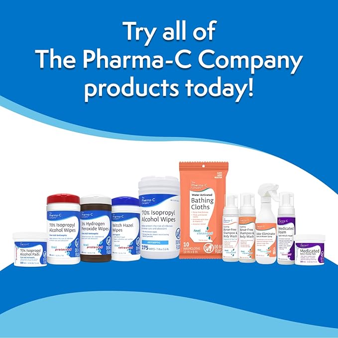 The Pharma-C Company - 70% Isopropyl Alcohol Pads [12-100ct jars]. First Aid - Bulk Antiseptic Wipes - Extra Large Pads - for minor cuts, scrapes and burns.