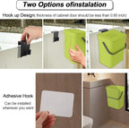 Compost Bin Kitchen, Bring 5 Rolls (100) of Garbage Bags, for Use on Countertops or Under Sinks, Hanging Trash Can with Lid, for Cupboard/Bathroom/Bedroom/Office/Camping(Green 1.3 Gallon/5L)