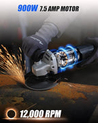 AVID POWER Angle Grinder, 7.5-Amp 4-1/2 inch Electric Grinder Power Tools with Grinding Wheels, Cutting Wheels, Flap Disc and Auxiliary Handle for Cutting, Grinding, Polishing and Rust Removal - Blue