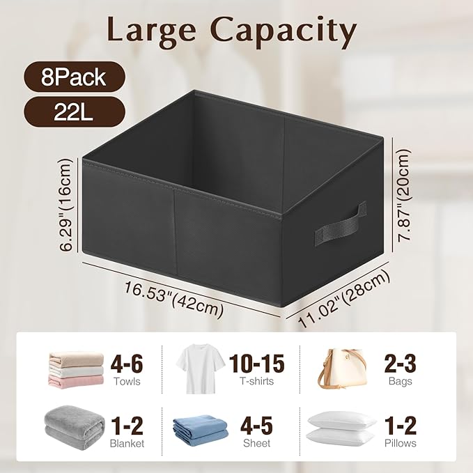 Storage Bins Cube Storage Organizer - 1 Pack Fabric Trapezoid Storage Cubes for Bins and Baskets for Shelves Collapsible Non-Separating Trapezoidal Flared Cube Organizer, Black