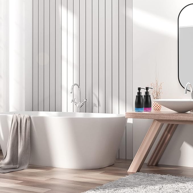 Soap Dispenser with Stickers, Stainless Steel Case Glass Liner Hand Pump Dispenser, Refillable Dish Soap Dispenser for Kitchen Bathroom, Decorative Liquid Hand Soap Dispensers Matte Black(10 OZ)