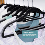 Tonswachic Heavy Duty Plastic Hangers 50 Pack, Space Saving Clothes Hangers, Non-Slip, 0.2 Inches Slim, 360° Swivel Silver Hook for Shirts, Sweaters & Pants, Black and Dark Gray