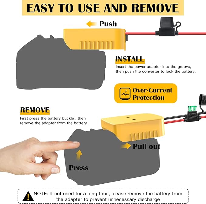 2 Packs for Power Wheel Adapter Compatible with Dewalt 20V Battery, Power Conversion Kit for DIY RC Toy Car, Ride On Truck, Power Tool, Battery Connector with Switch & Fuse, 12AWG Wire, Wire Terminal