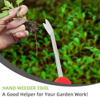 Weed Puller Tool, Dandelion Weeder Puller Tool with Soft Handle, Two-Pronged Fork Weed Remover Tool for Easy Weed Removal, Stainless Steel Garden Weeder Tool for Lawn Farmland Gardening Tools