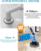 Electric Spin Scrubber, Rocfinity Cordless Cleaning Brush with 9 Brush Heads, 3 Adjustable Speeds and Extension Handle for Bathtub, Kitchen, Window,Full-Body IPX7 Waterproof Bathroom Cleaner Brush