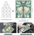 6 - Pack Swedish Kitchen Dish Cloths - Reusable Paper Towels for Counters & Dishes - Eco Friendly Cellulose Sponge Cloth - Assorted (Butterfly)