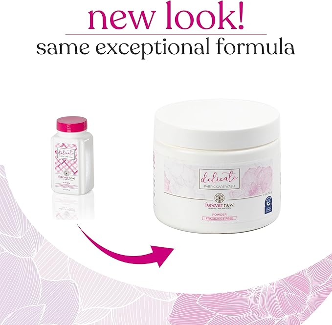 FOREVER NEW Delicate Hypoallergenic Laundry Detergent Powder - 6-8 Large Loads - Gentle washing detergent for Silk, Cashmere, Bra, Undergarments, Cotton, Wool, etc. - Unscented - 4oz