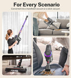 DEVOAC Cordless Vacuum Cleaner, Ultra-Lightweight Stick Vacuum, 2200mAh Battery Up to 40mins Runtime, 6 in 1 Powerful Handheld Vacuum for Home Hard Floor Carpet Pet Hair (Purple)