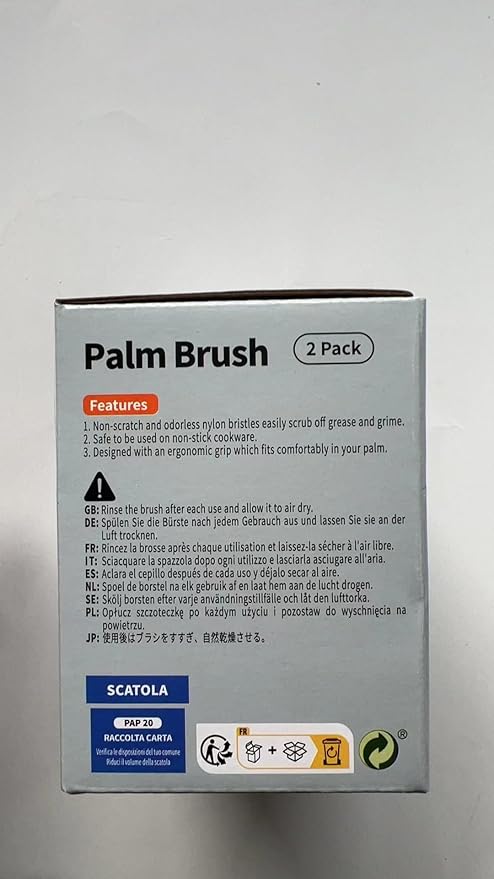 MR.SIGA Dish Scrub Brush, Palm Brush Dish Scrubber with Ergonomic Grip, Kitchen Brushes for Dishes, Green, Pack of 2