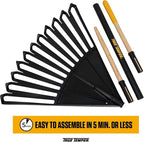 True Temper 20212010 Clog Free Leaf Rake with Hardwood/Steel Handle, 24 in. for Leaves, Grass, Clippings, Twigs, Pine Needles, Acorns, Debris, Black