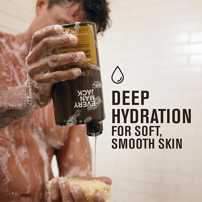 Every Man Jack Nourishing Coastal Moss Mens Body Wash for All Skin Types - Naturally Derived Ingredients - Cleanse and Hydrate Skin with Coconut and Glycerin - 24oz 2 Bottles