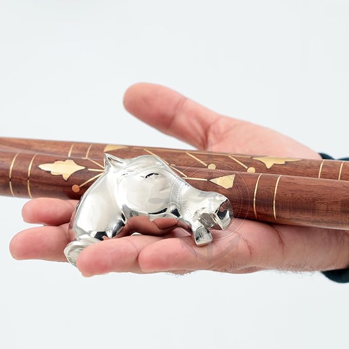 Deluxe Walking Sticks | Rosewood Crafted Cane with Solid Brass Chrome Decorative Bars | Nagina International